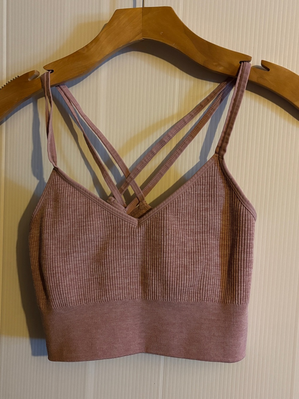 SO Ribbed Strappy Bralette - Mauve Pink